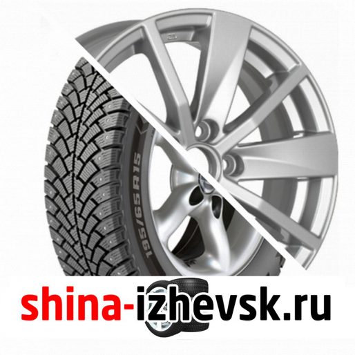 Колесо в сборе BF Goodrich G Force Stud 195/65 R15 Q 95 + КиК Серия Реплика КС738 (15_Polo) 6xR15 5×100 ET40 DIA57.1 Серебристый в Ижевске